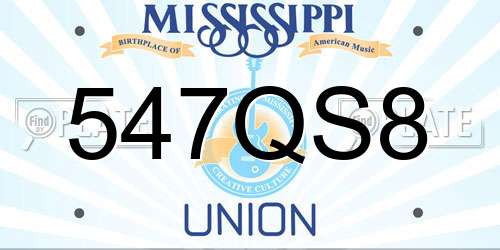 547QS8 Mississippi License Plate