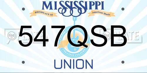 547QSB Mississippi License Plate