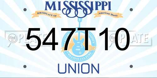 547T10 Mississippi License Plate
