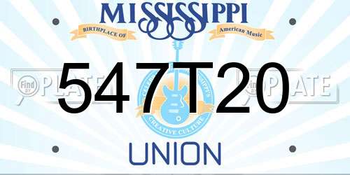 547T20 Mississippi License Plate