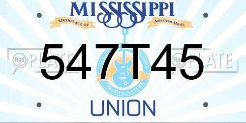 547T45 Mississippi License Plate