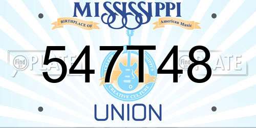 547T48 Mississippi License Plate