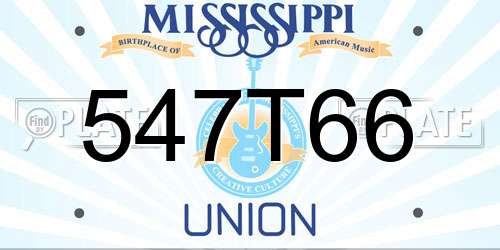 547T66 Mississippi License Plate