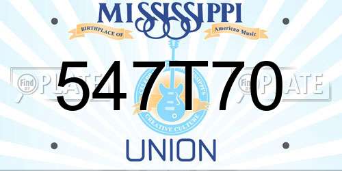 547T70 Mississippi License Plate