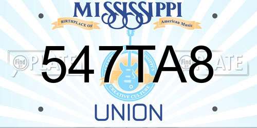 547TA8 Mississippi License Plate