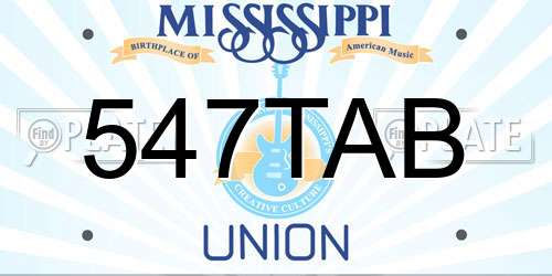 547TAB Mississippi License Plate