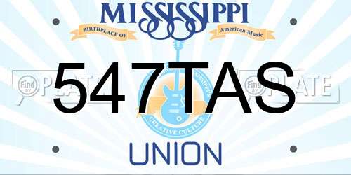 547TAS Mississippi License Plate