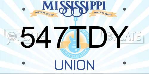 547TDY Mississippi License Plate