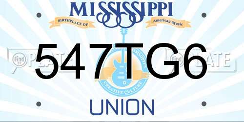 547TG6 Mississippi License Plate
