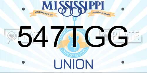 547TGG Mississippi License Plate
