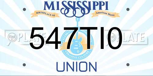 547TI0 Mississippi License Plate