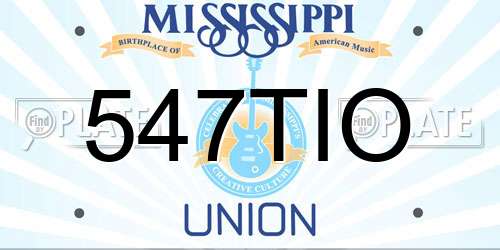 547TIO Mississippi License Plate