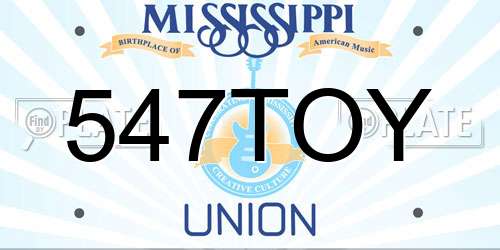 547TOY Mississippi License Plate