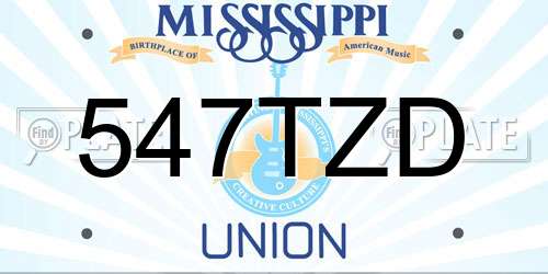 547TZD Mississippi License Plate