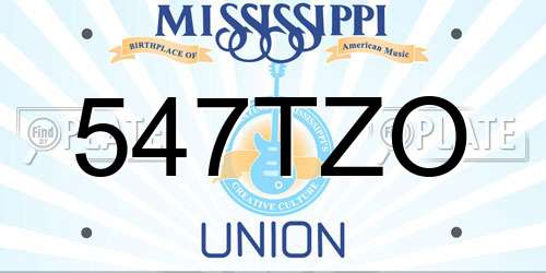 547TZO Mississippi License Plate