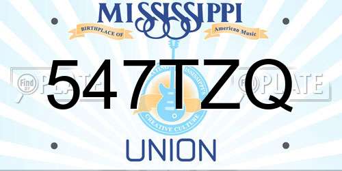 547TZQ Mississippi License Plate