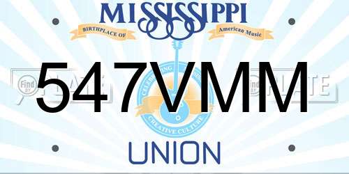 547VMM Mississippi License Plate