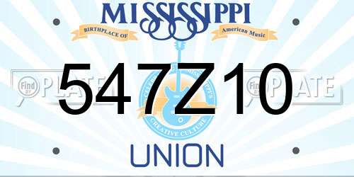 547Z10 Mississippi License Plate