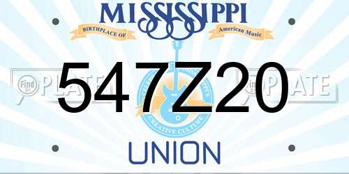 547Z20 Mississippi License Plate