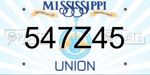 547Z45 Mississippi License Plate