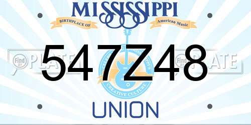 547Z48 Mississippi License Plate