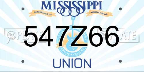 547Z66 Mississippi License Plate