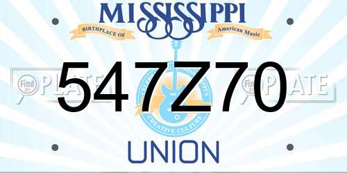 547Z70 Mississippi License Plate