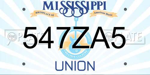 547ZA5 Mississippi License Plate