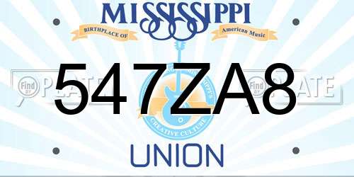 547ZA8 Mississippi License Plate
