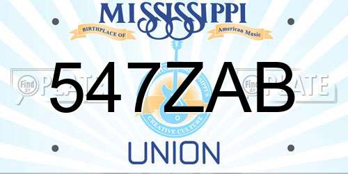547ZAB Mississippi License Plate