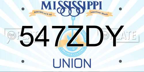 547ZDY Mississippi License Plate