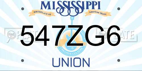 547ZG6 Mississippi License Plate