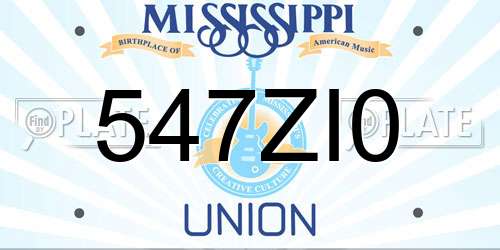 547ZI0 Mississippi License Plate