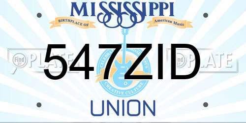 547ZID Mississippi License Plate
