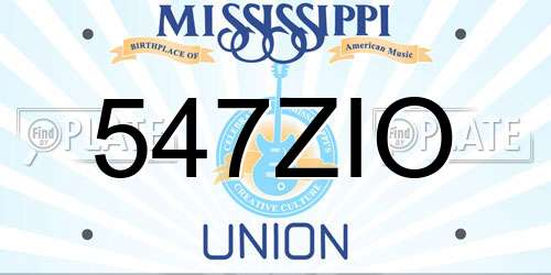 547ZIO Mississippi License Plate