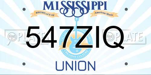 547ZIQ Mississippi License Plate