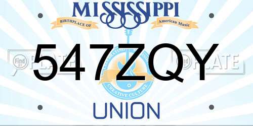 547ZQY Mississippi License Plate