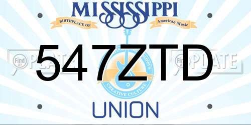 547ZTD Mississippi License Plate