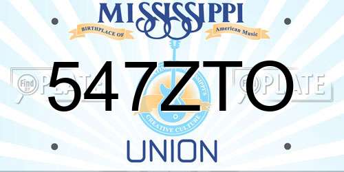 547ZTO Mississippi License Plate