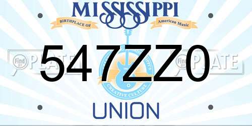 547ZZ0 Mississippi License Plate