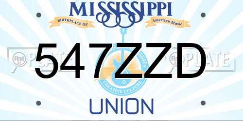 547ZZD Mississippi License Plate
