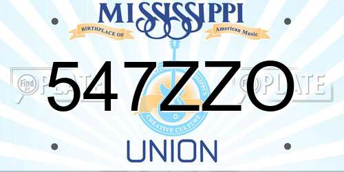 547ZZO Mississippi License Plate