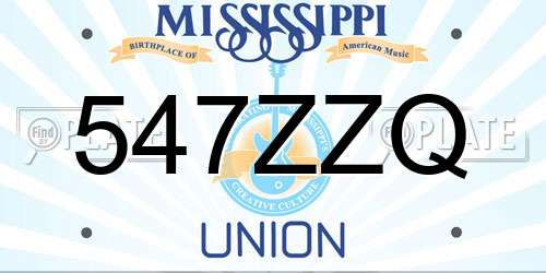 547ZZQ Mississippi License Plate