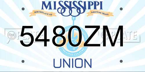 5480ZM Mississippi License Plate
