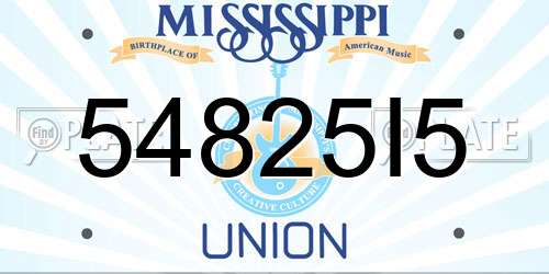 54825I5 Mississippi License Plate