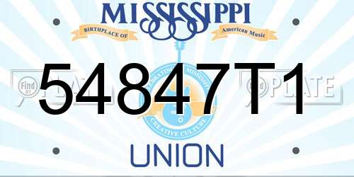 54847T1 Mississippi License Plate