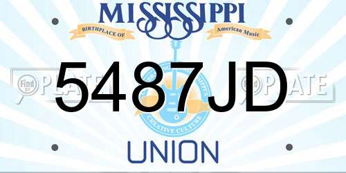 5487JD Mississippi License Plate