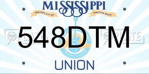 548DTM Mississippi License Plate