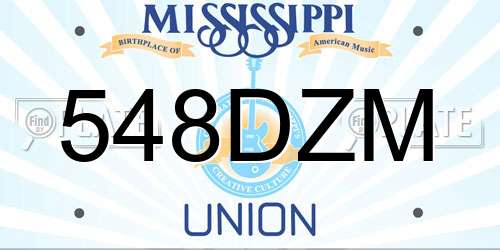 548DZM Mississippi License Plate