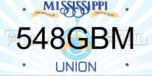 548GBM Mississippi License Plate